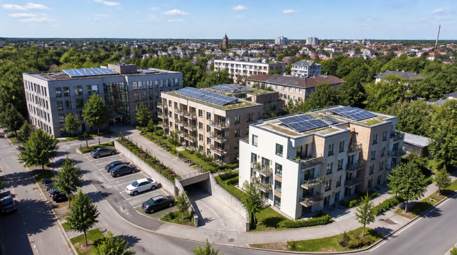 Rasterfassade eines Bürogebäudes