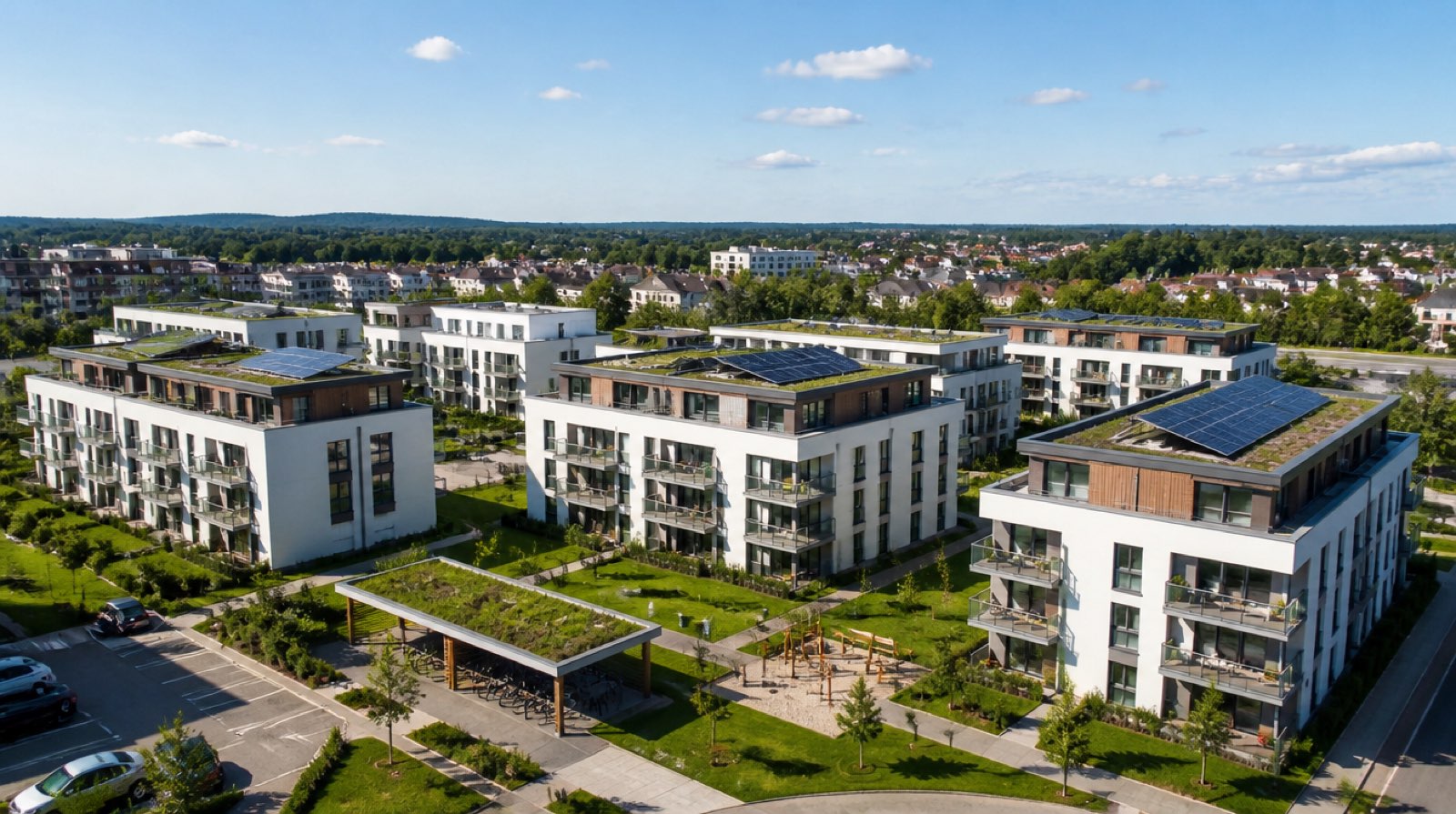 Modern residential quarter from the air