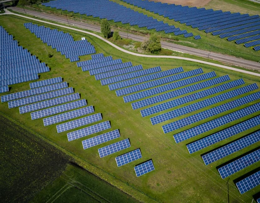 Ground-mounted photovoltaic plant from the air