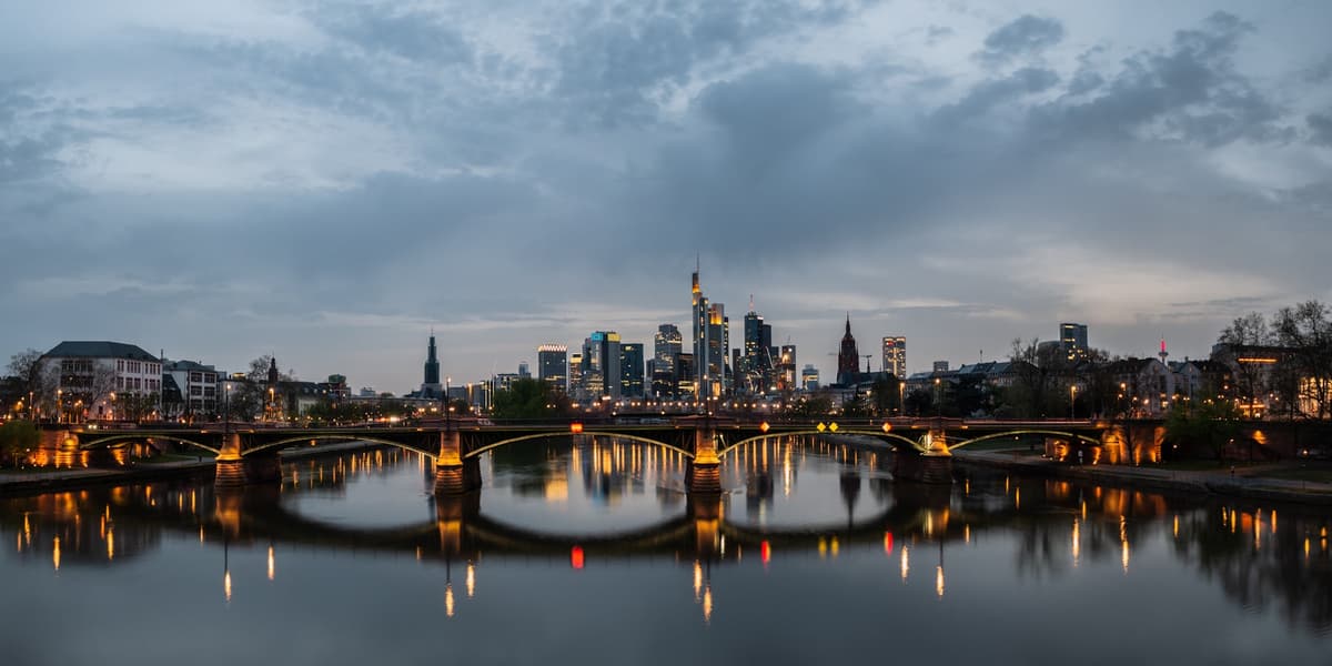 Frankfurt skyline in the evening
