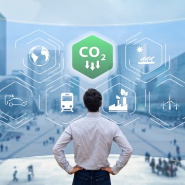 Reduce Carbon Dioxide Emissions to Limit Global Warming and Climate Change. Commitment to Paris Agreement to Lower CO2 levels with Sustainable Development as Renewable Energy and Electric Vehicles